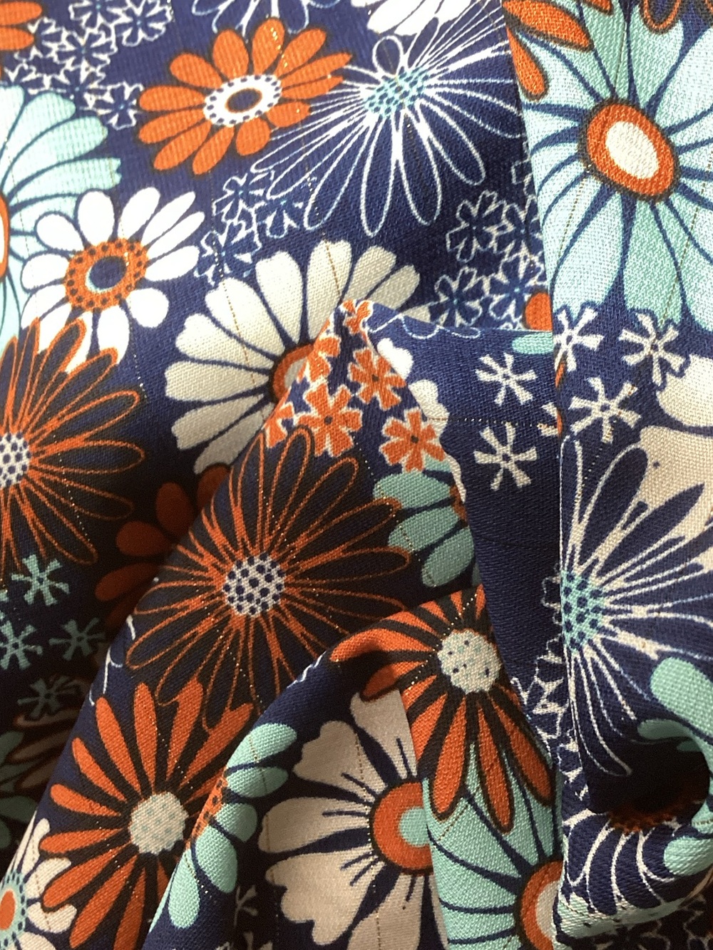 Umgee Large Floral Tiered Long-Sleeve Dress in Teal, Brown & White - Picture 11 of 11